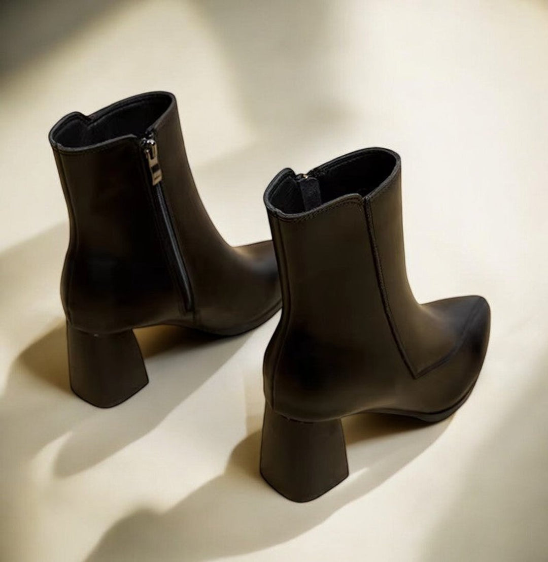 Women's Pointed-Toe Block-Heel Side-Zip Ankle Boots