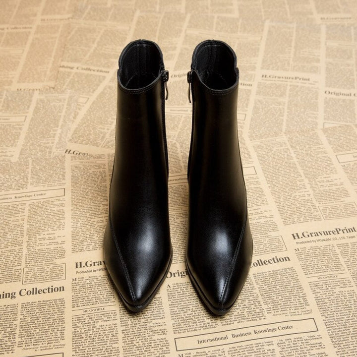 Women's Pointed-Toe Block-Heel Zip-Up Ankle Boots