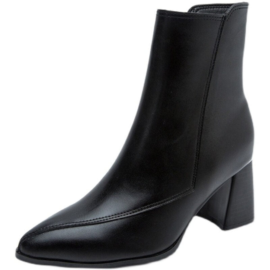 Women's Pointed-Toe Block-Heel Zip-Up Ankle Boots