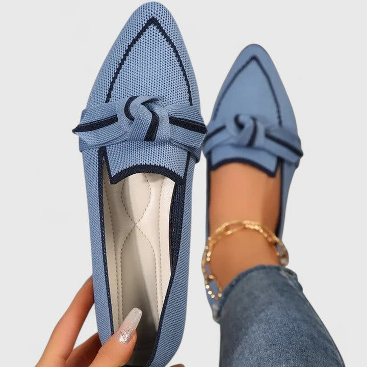 Women's Pointed-Toe Knot-Detail Slip-On Flat Loafers