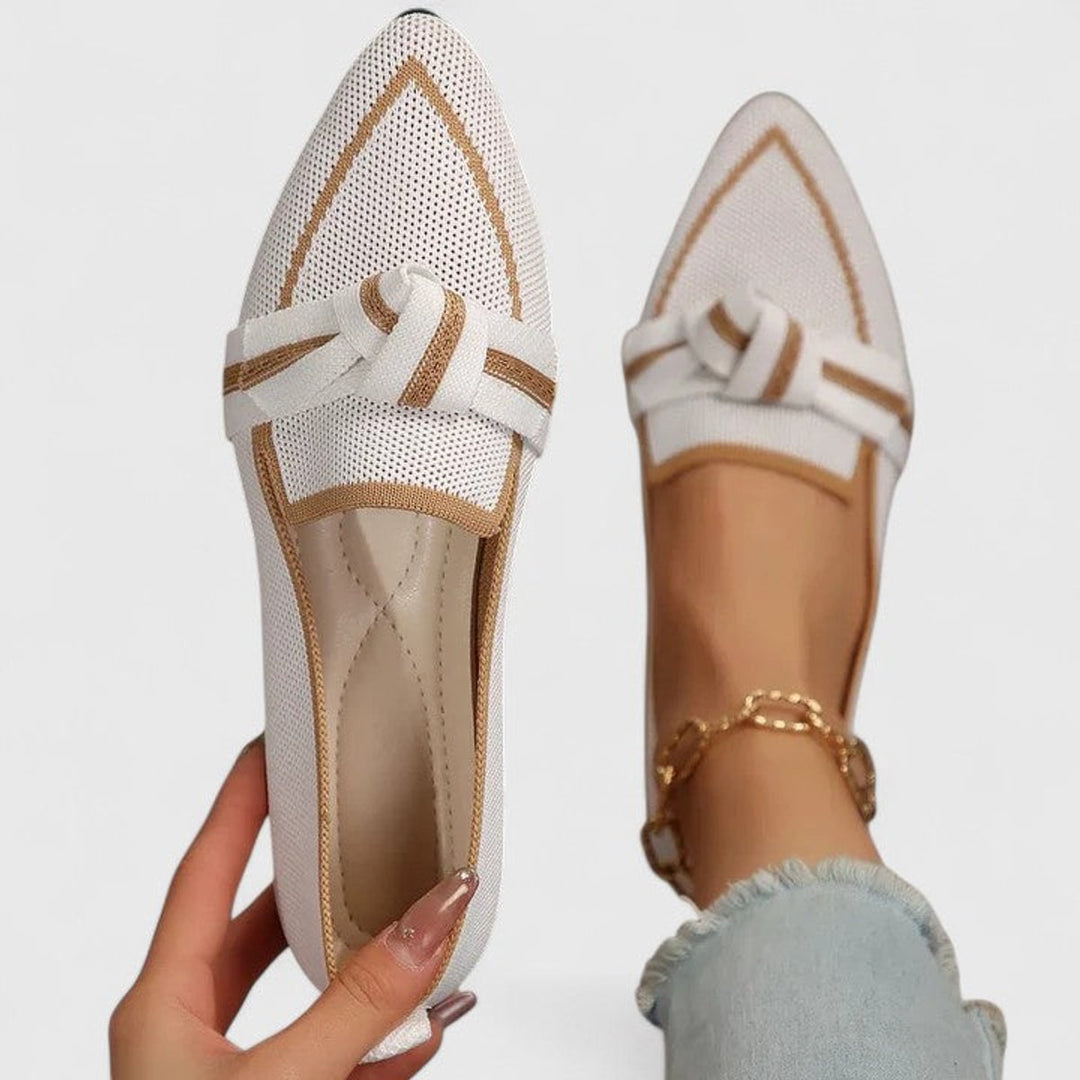 Women's Pointed-Toe Knot-Detail Slip-On Flat Loafers
