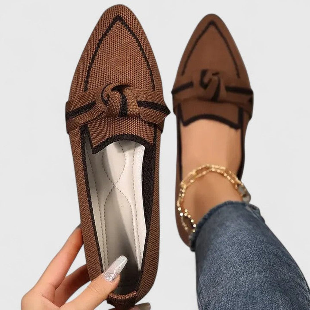 Women's Pointed-Toe Knot-Detail Slip-On Flat Loafers