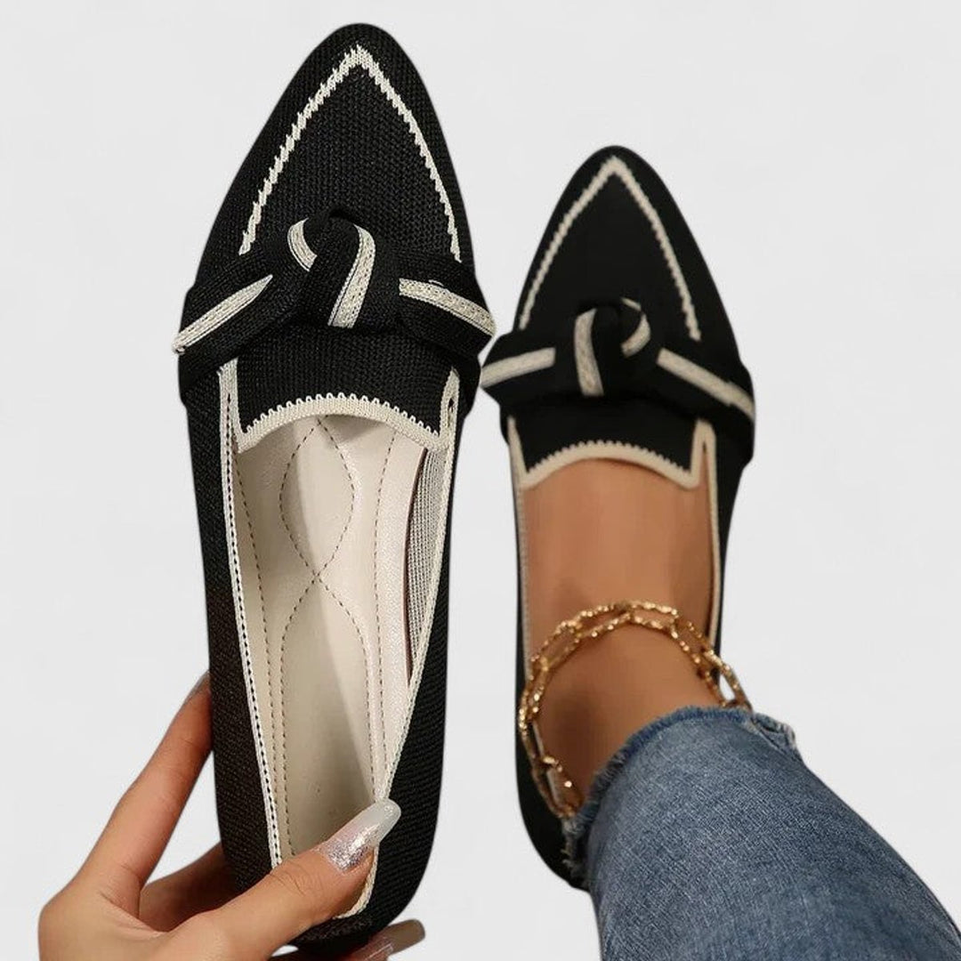 Women's Pointed-Toe Knot-Detail Slip-On Flat Loafers