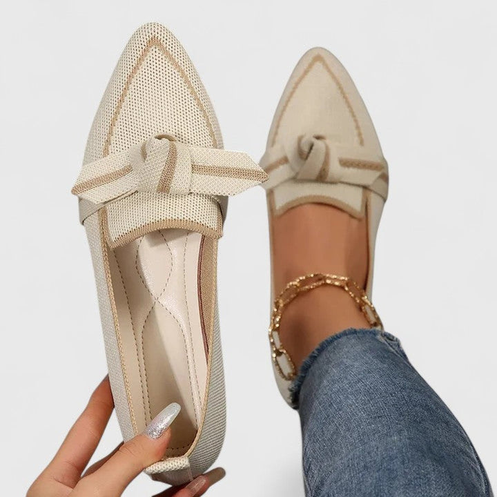 Women's Pointed-Toe Knot-Detail Slip-On Flat Loafers