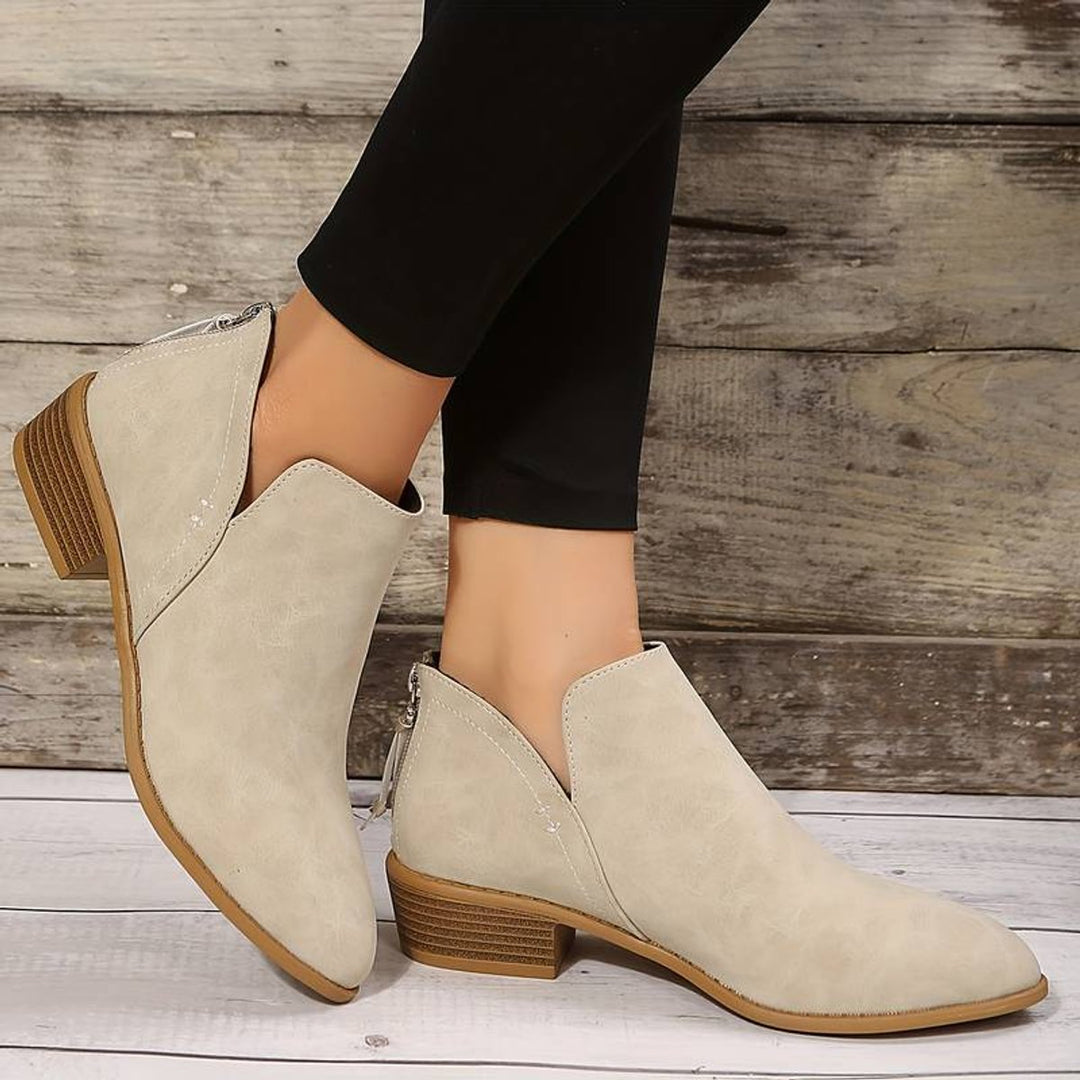 Women's Pointed-Toe Side-Zip Block-Heel Ankle Boots