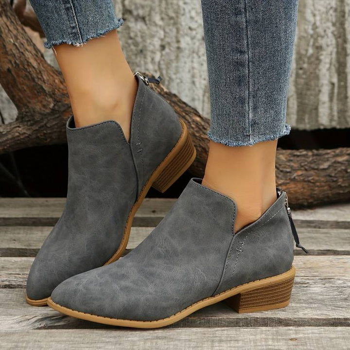 Women's Pointed-Toe Side-Zip Block-Heel Ankle Boots