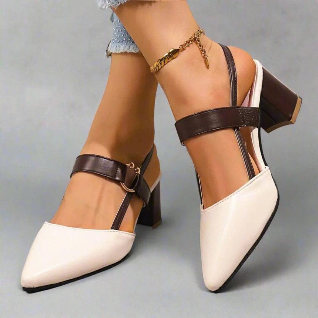 Women's Pointed-Toe Slingback Block-Heel T-Strap Pumps