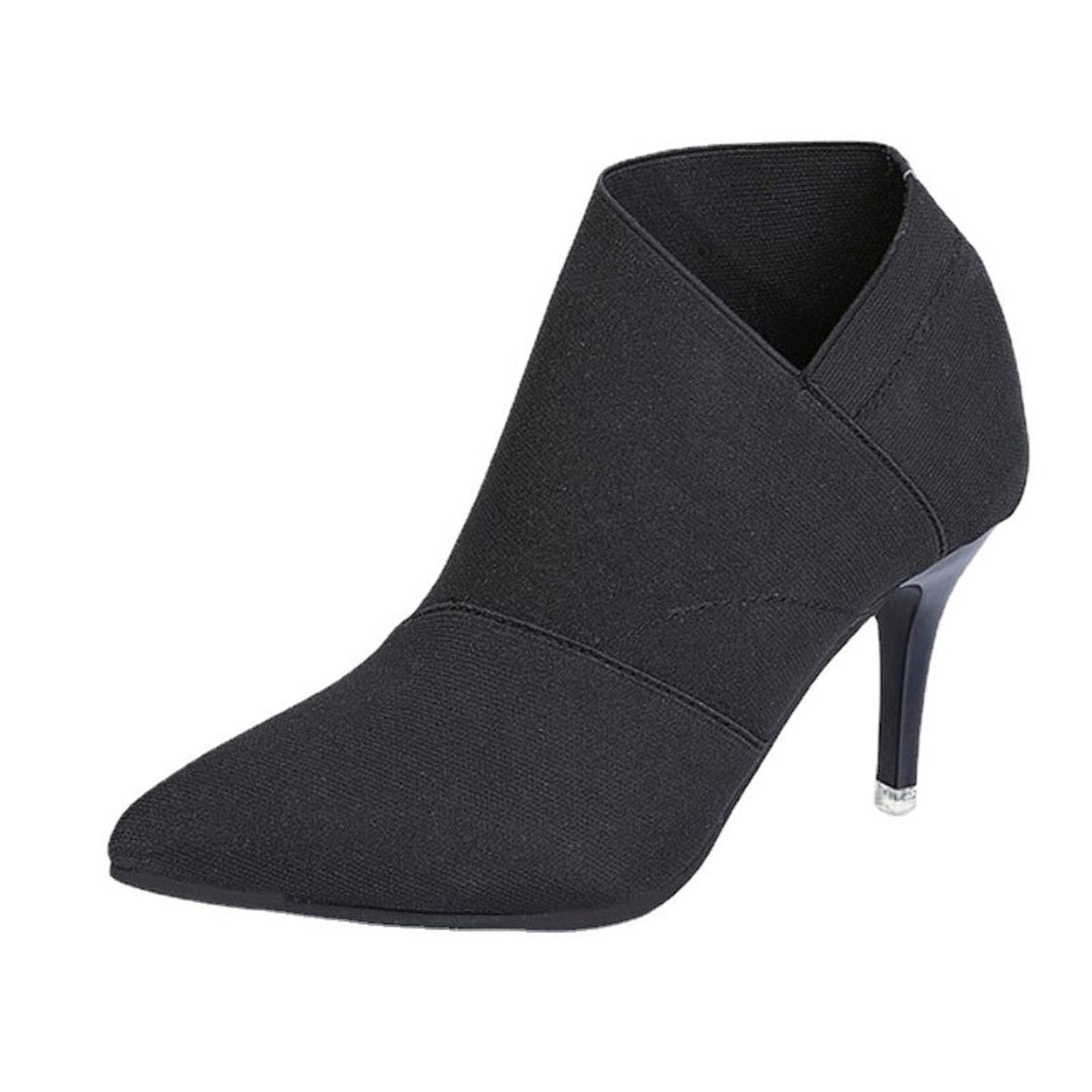 Women's Pointed-Toe Stiletto Heel Cotton Ankle Boots