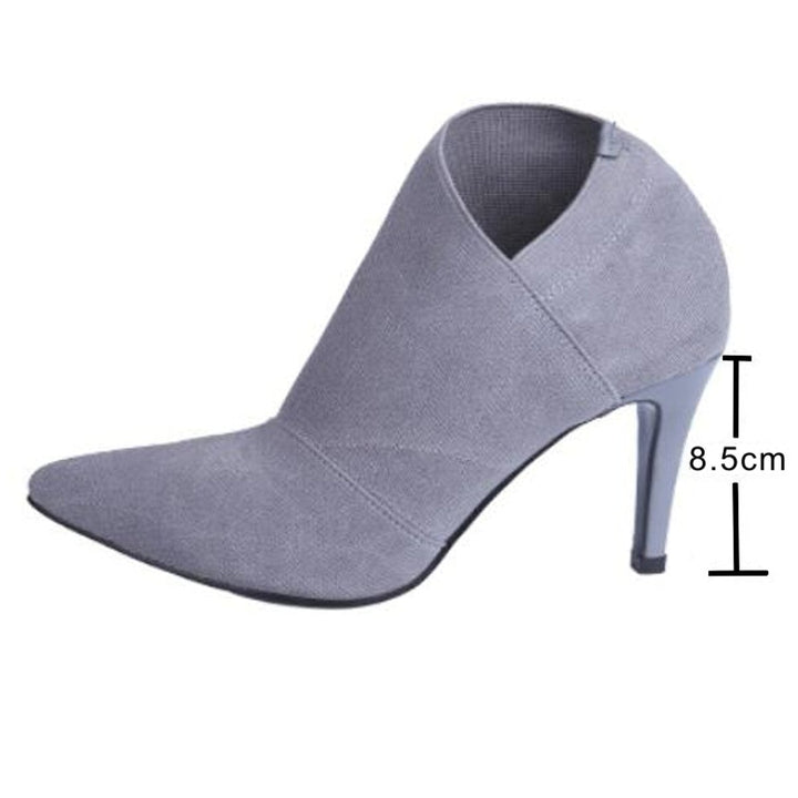 Women's Pointed-Toe Stiletto Heel Cotton Ankle Boots