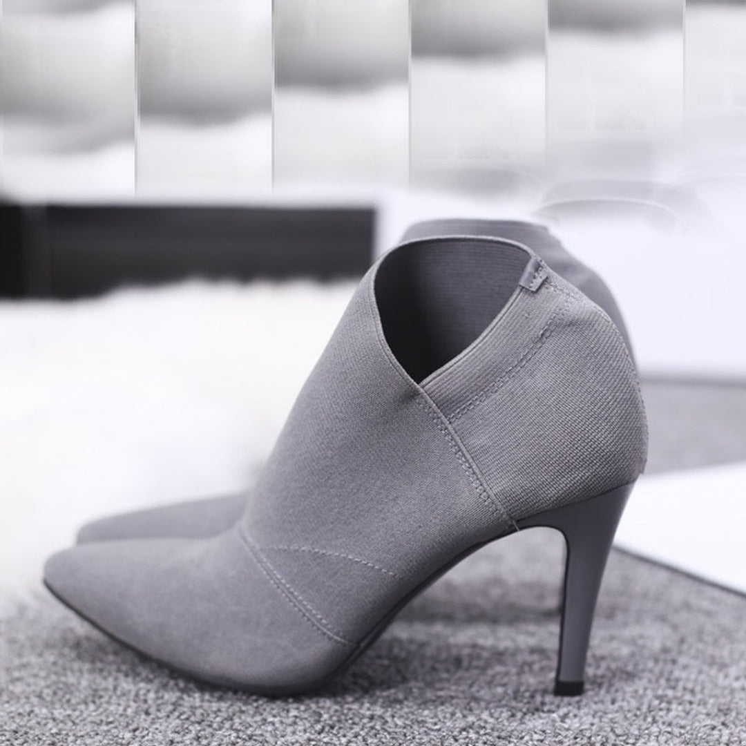Women's Pointed-Toe Stiletto Heel Cotton Ankle Boots