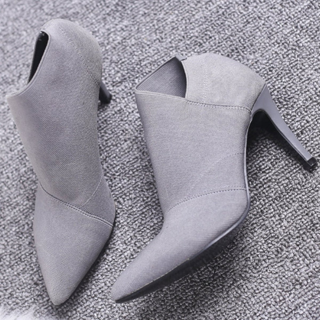 Women's Pointed-Toe Stiletto Heel Cotton Ankle Boots