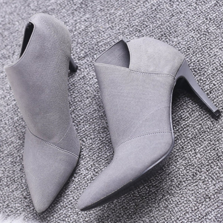 Women's Pointed-Toe Stiletto Heel Cotton Ankle Boots