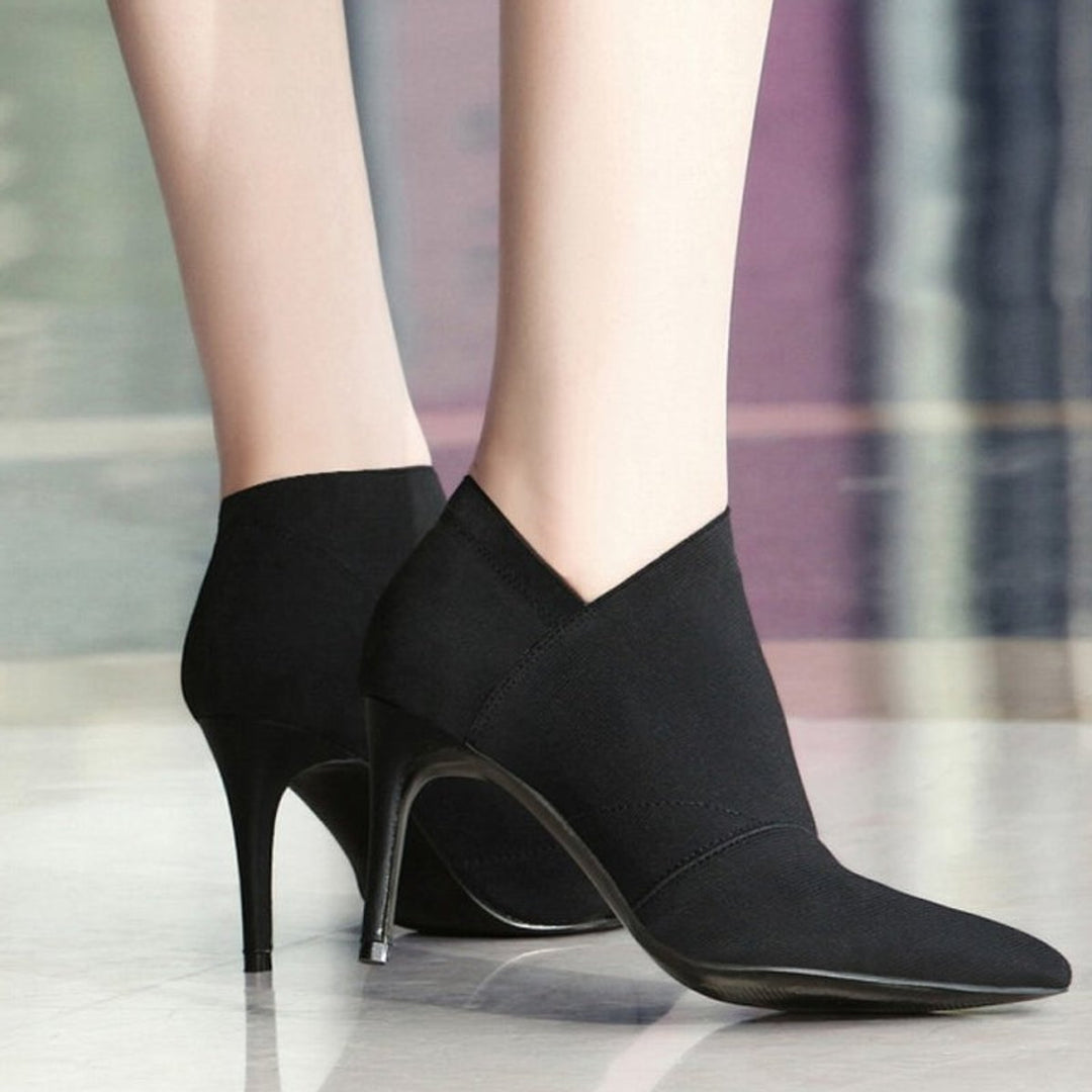 Women's Pointed-Toe Stiletto Heel Cotton Ankle Boots