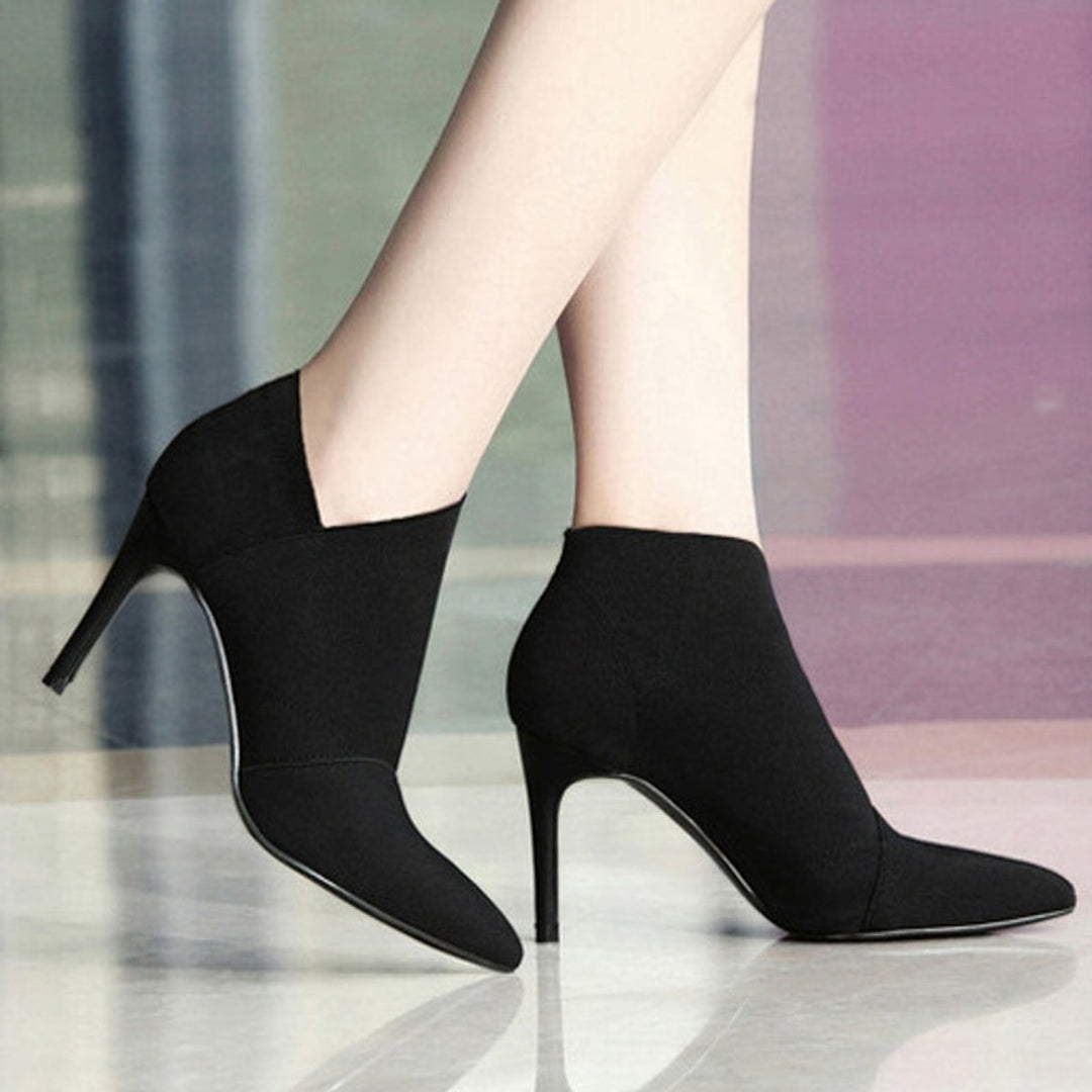 Women's Pointed-Toe Stiletto Heel Cotton Ankle Boots