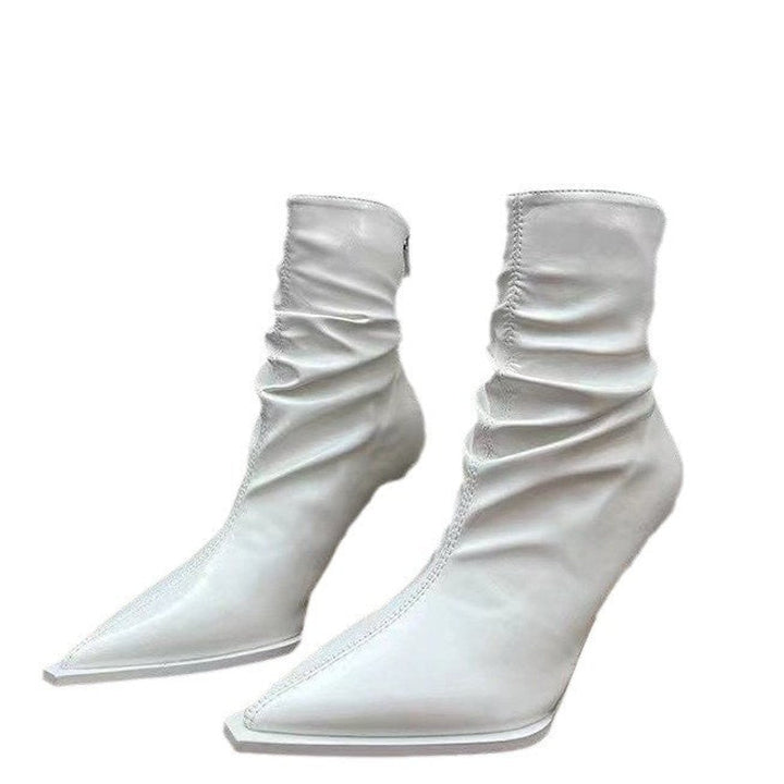 Women's Pointed-Toe Stiletto Ruched Slip-On Ankle Boots