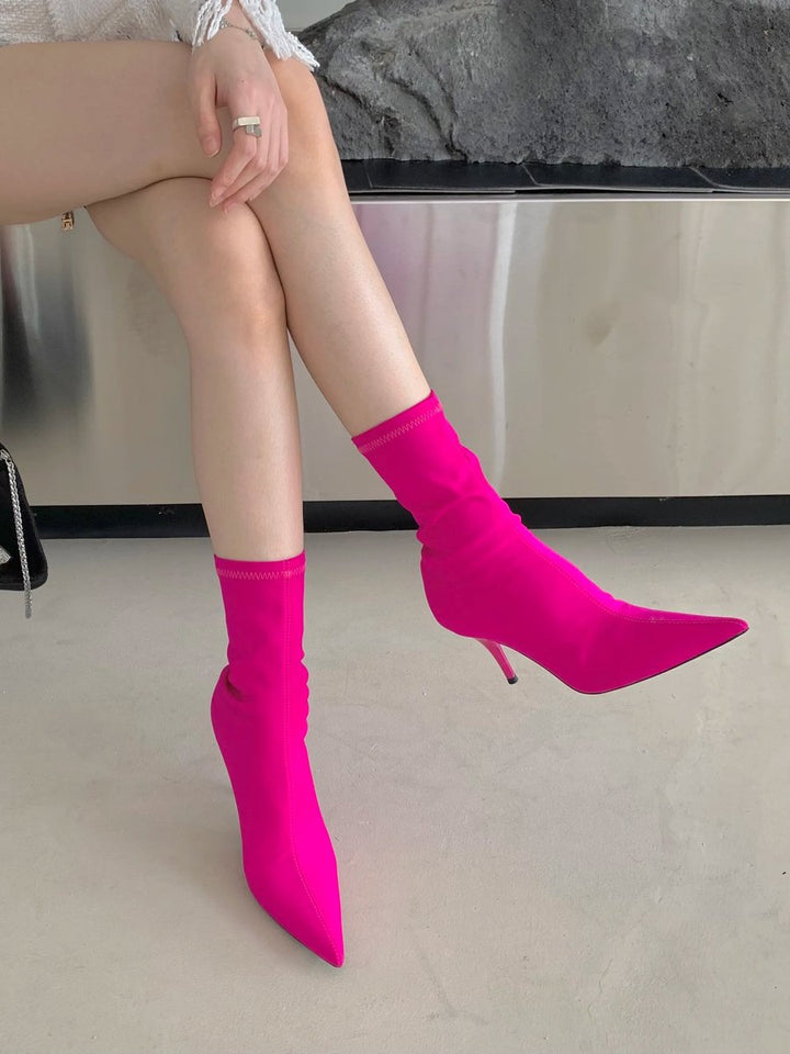 Women's Pointed-Toe Stiletto Stretch Sock Ankle Boots
