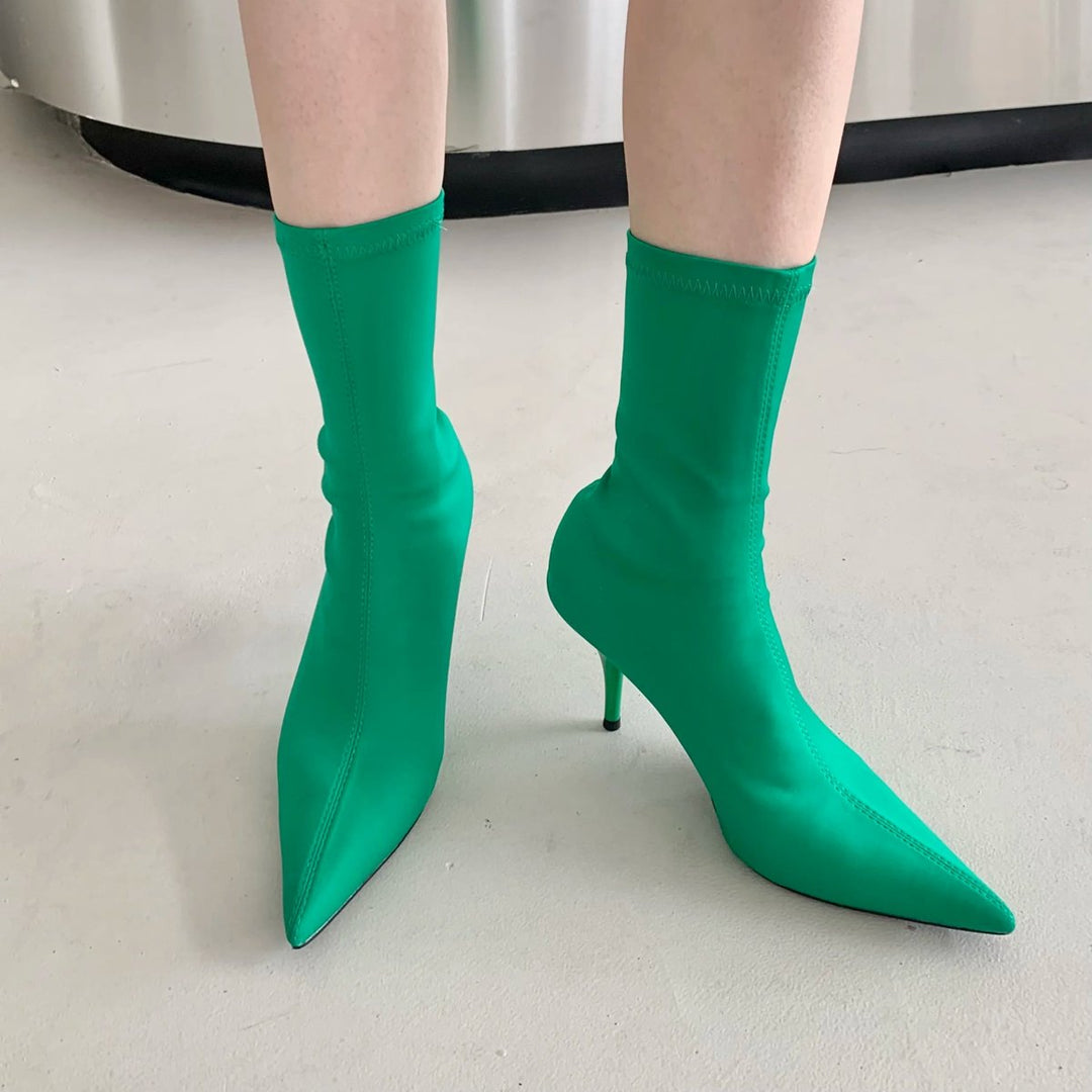 Women's Pointed-Toe Stiletto Stretch Sock Ankle Boots