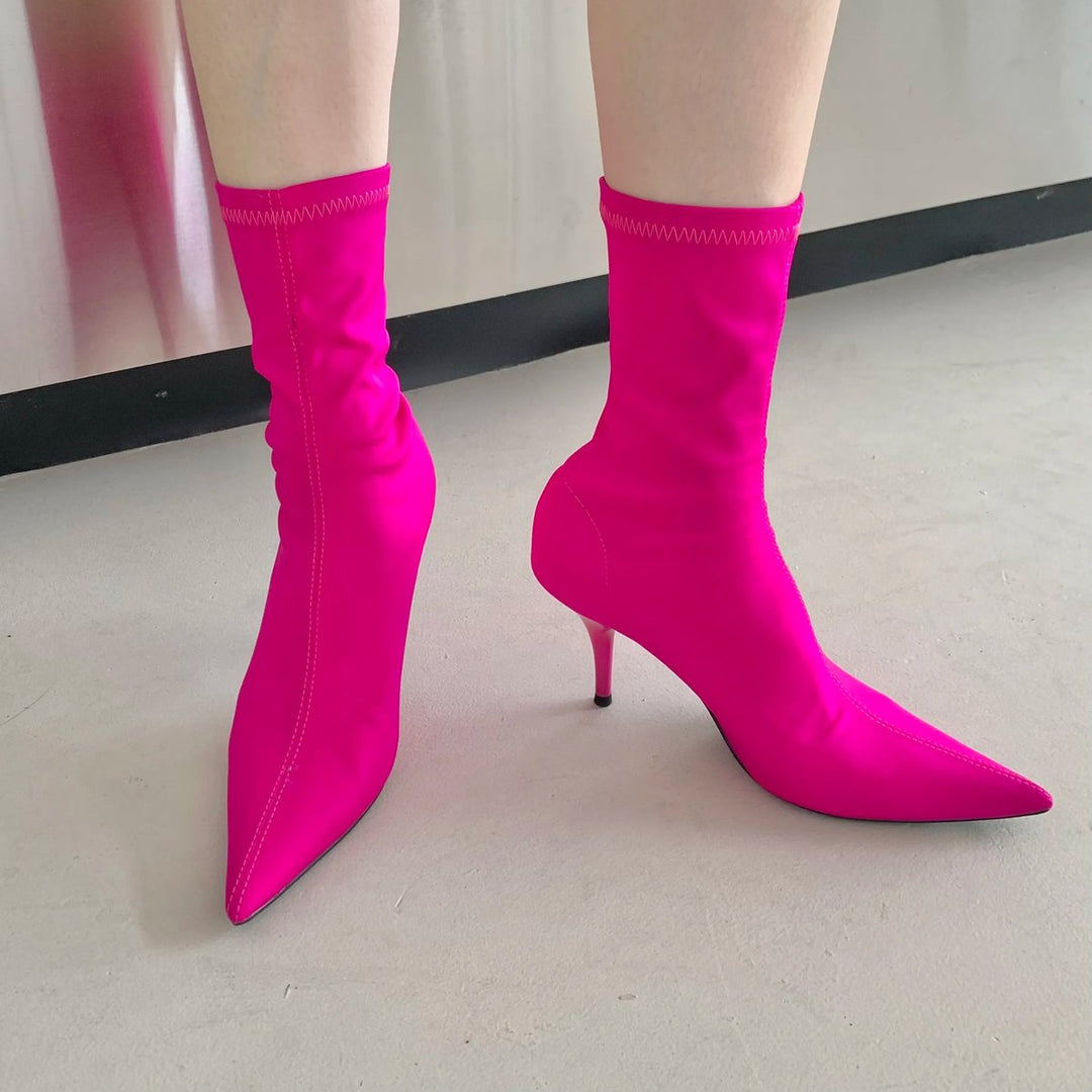 Women's Pointed-Toe Stiletto Stretch Sock Ankle Boots