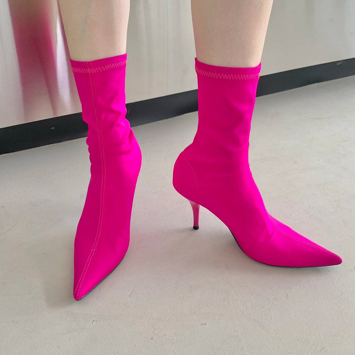 Women's Pointed-Toe Stiletto Stretch Sock Ankle Boots