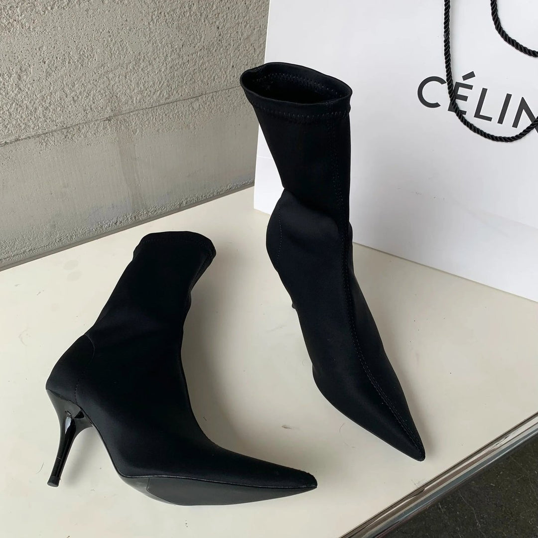 Women's Pointed-Toe Stiletto Stretch Sock Ankle Boots