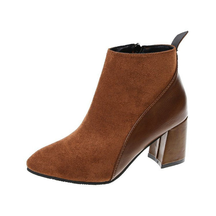 Women's Pointed-Toe Suede Block-Heel Ankle Boots