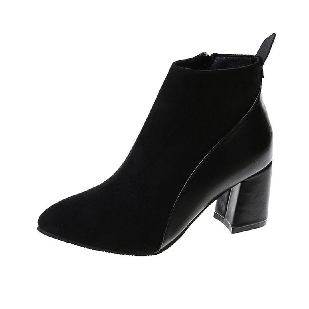 Women's Pointed-Toe Suede Block-Heel Ankle Boots