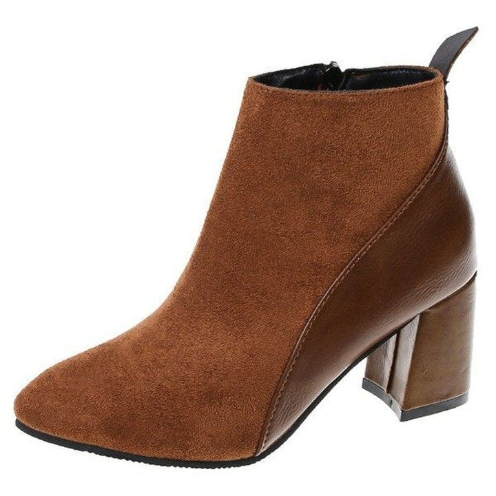 Women's Pointed-Toe Suede Block-Heel Ankle Boots