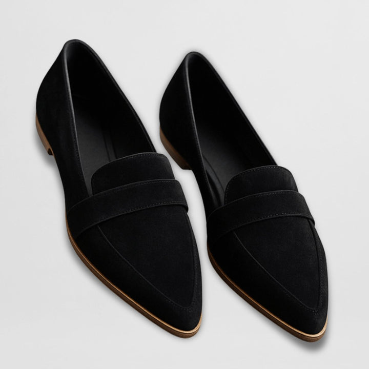 Women's Pointed-Toe Suede Penny Loafers Flat Slip-On Shoes