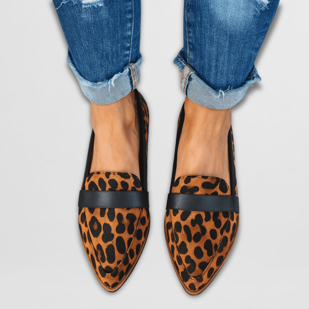 Women's Pointed-Toe Suede Penny Loafers Flat Slip-On Shoes