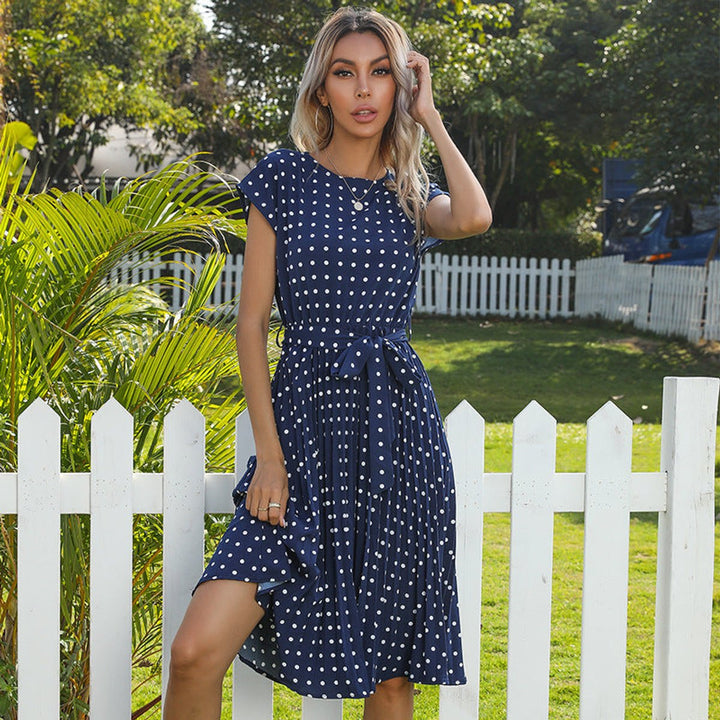 Women's Polka Dot Short Sleeve Fall Midi Dress
