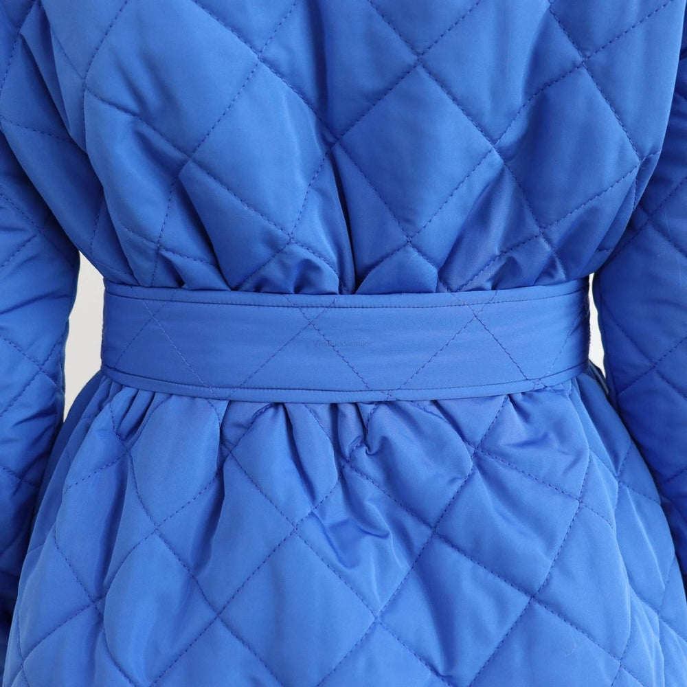 Women's Quilted Belted Trench Coat Padded Shirt Jacket