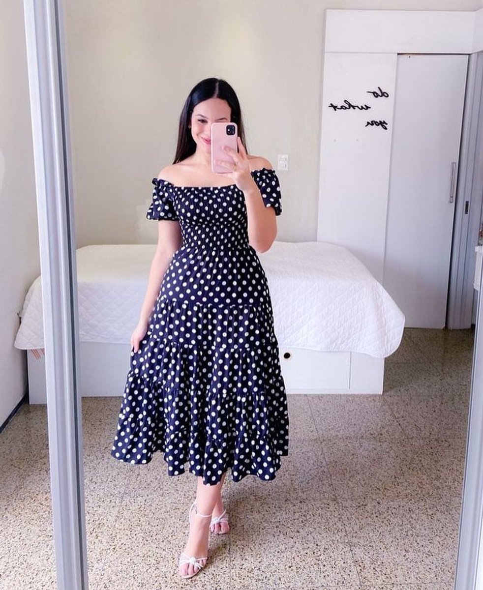 Women's Rainbow Tiered Off-Shoulder Fall Midi Dress