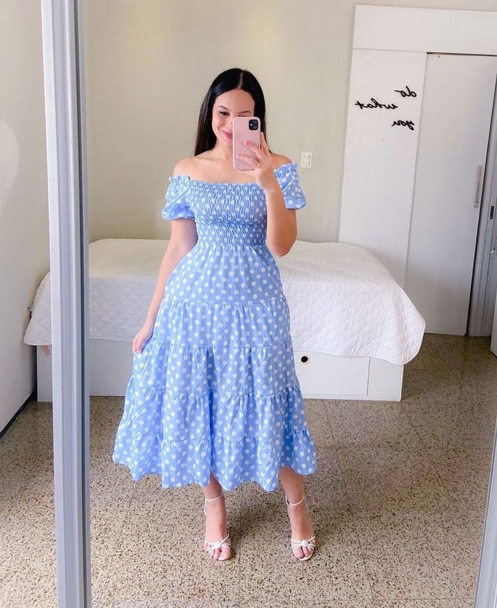 Women's Rainbow Tiered Off-Shoulder Fall Midi Dress