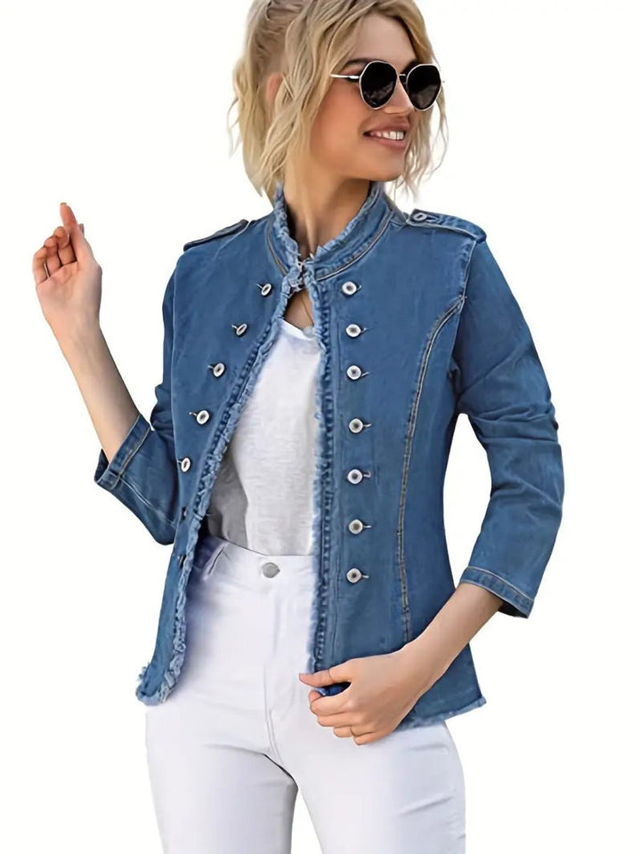 Women's Raw-Trim Military-Style Denim Jacket