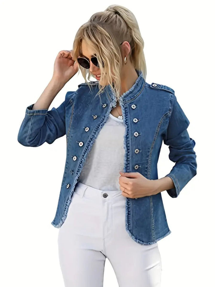Women's Raw-Trim Military-Style Denim Jacket