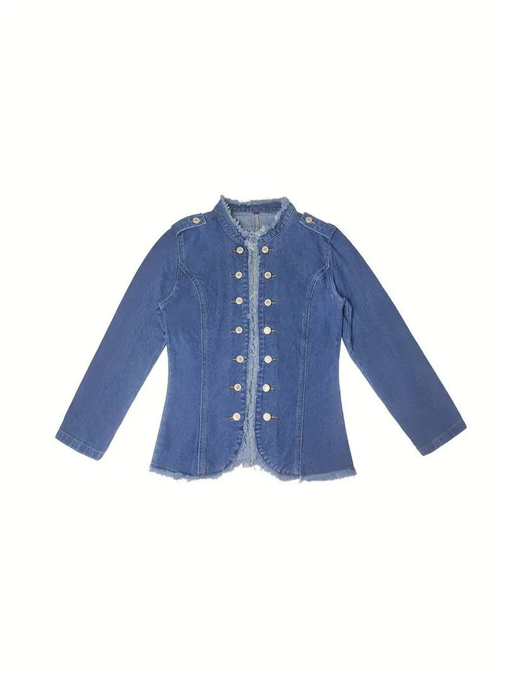 Women's Raw-Trim Military-Style Denim Jacket