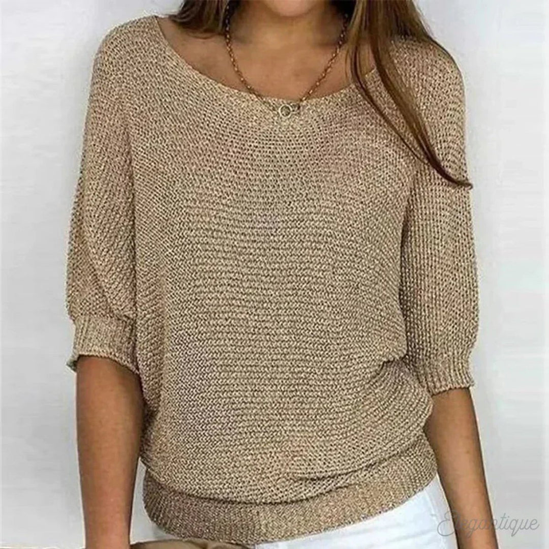 Women's Relaxed-Fit Batwing-Sleeve Open-Knit Pullover Sweater