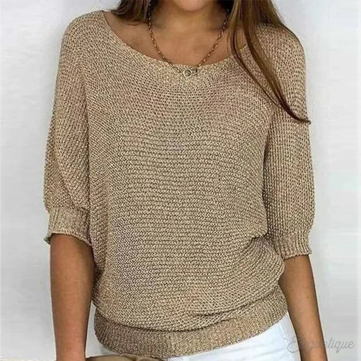 Women's Relaxed-Fit Batwing-Sleeve Open-Knit Pullover Sweater
