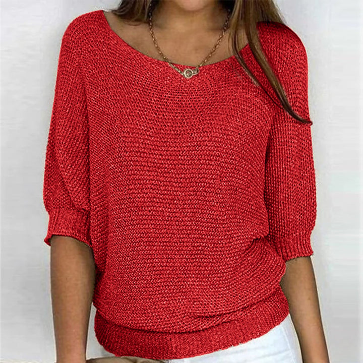 Women's Relaxed-Fit Batwing-Sleeve Open-Knit Pullover Sweater