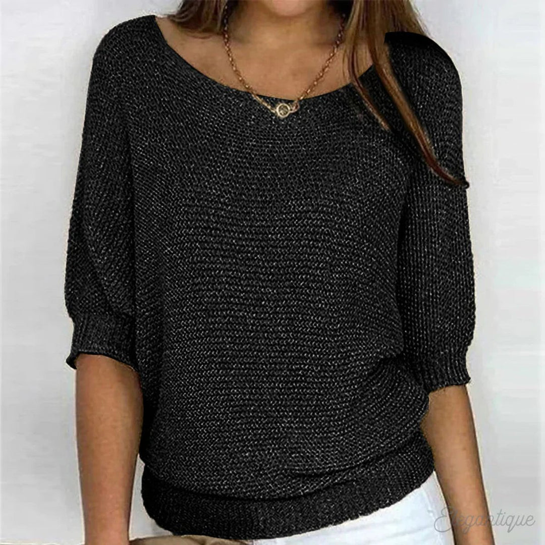 Women's Relaxed-Fit Batwing-Sleeve Open-Knit Pullover Sweater