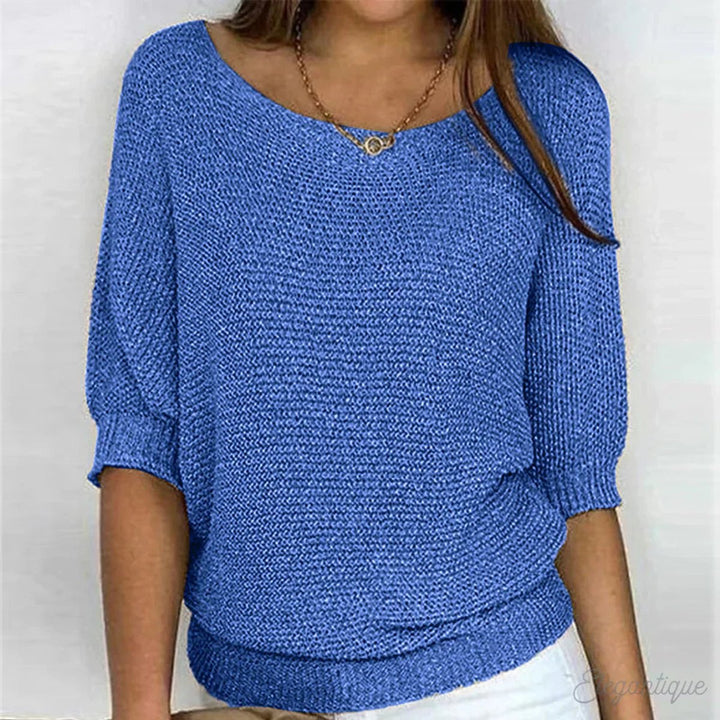 Women's Relaxed-Fit Batwing-Sleeve Open-Knit Pullover Sweater
