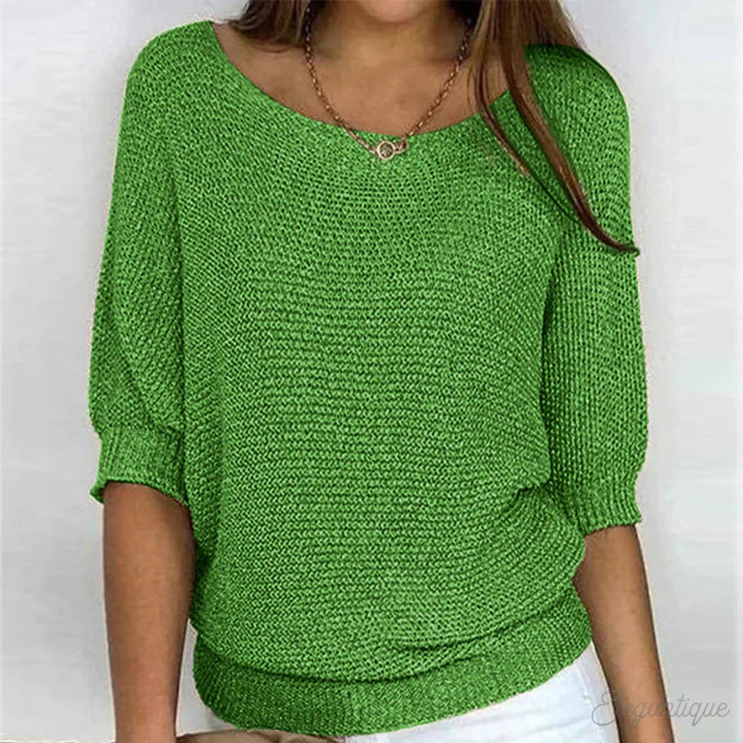 Women's Relaxed-Fit Batwing-Sleeve Open-Knit Pullover Sweater