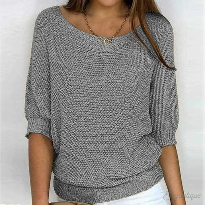 Women's Relaxed-Fit Batwing-Sleeve Open-Knit Pullover Sweater