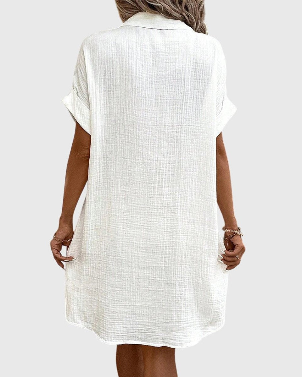 Women's Relaxed-Fit Button-Down Fall Wedding Guest Dress Midi