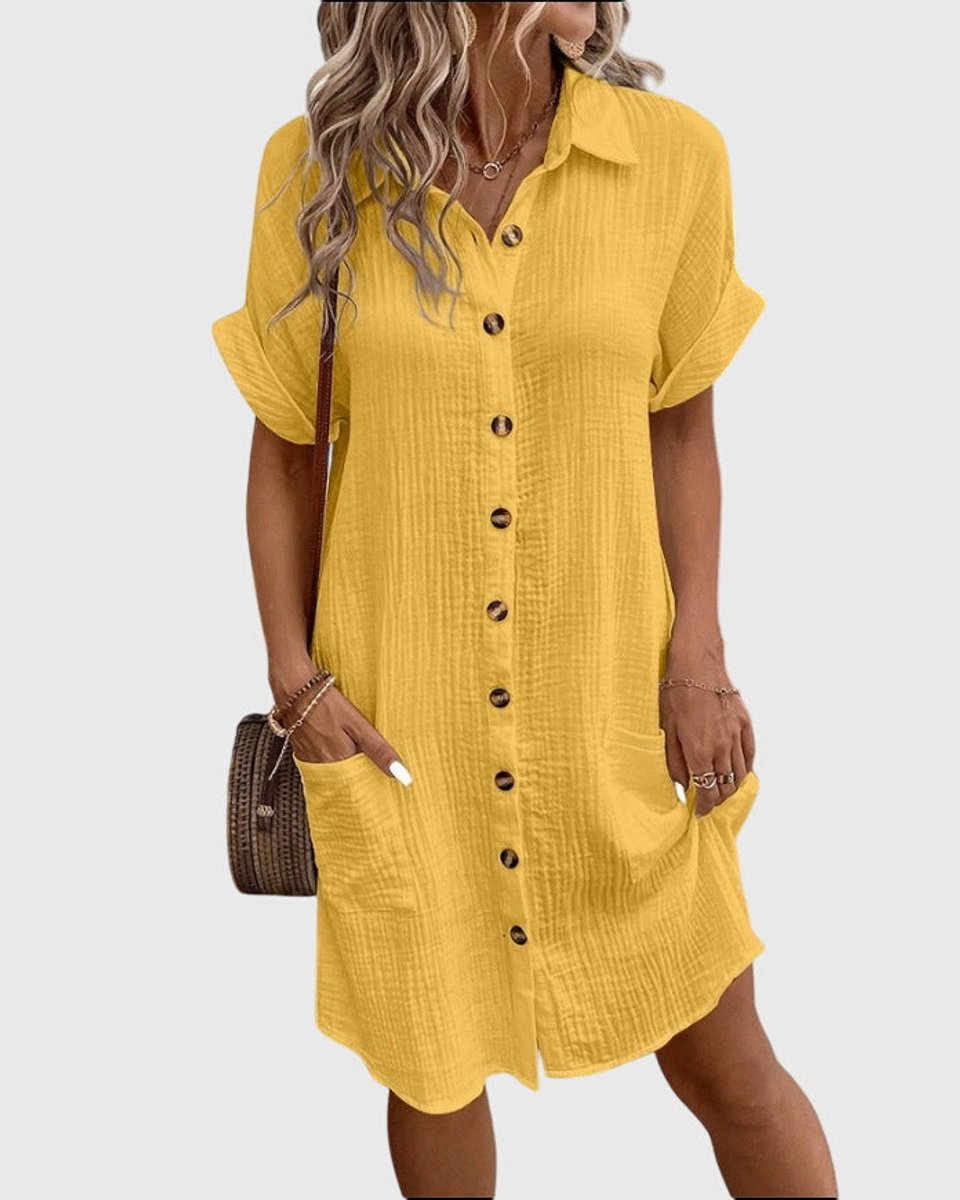 Women's Relaxed-Fit Button-Down Fall Wedding Guest Dress Midi