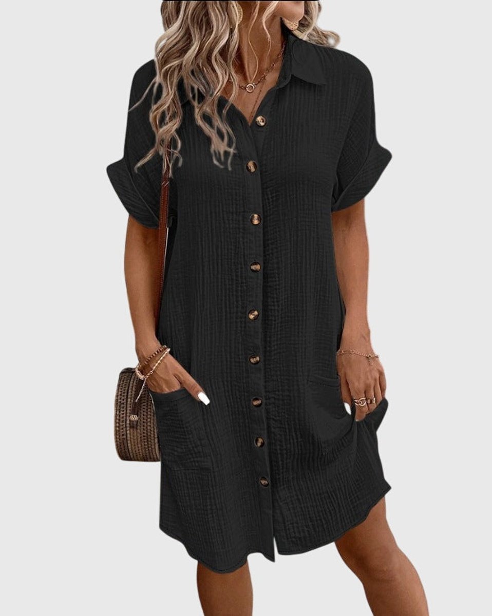 Women's Relaxed-Fit Button-Down Fall Wedding Guest Dress Midi