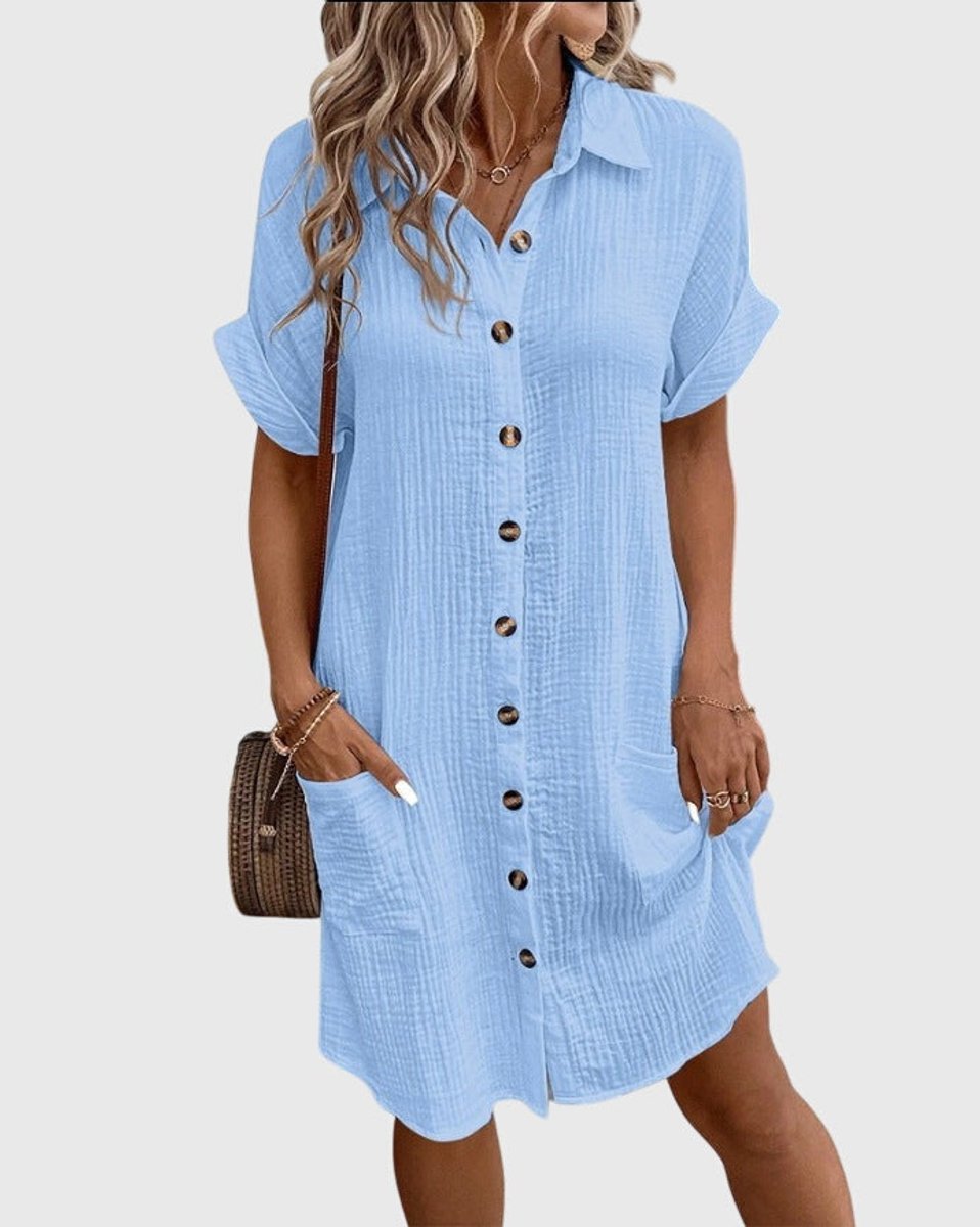 Women's Relaxed-Fit Button-Down Fall Wedding Guest Dress Midi