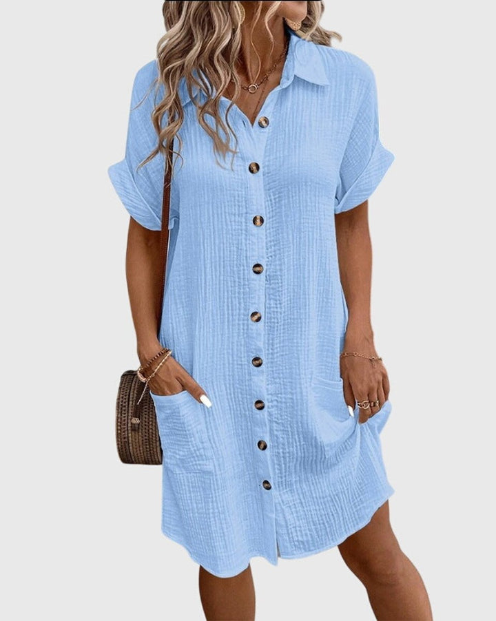 Women's Relaxed-Fit Button-Down Fall Wedding Guest Dress Midi