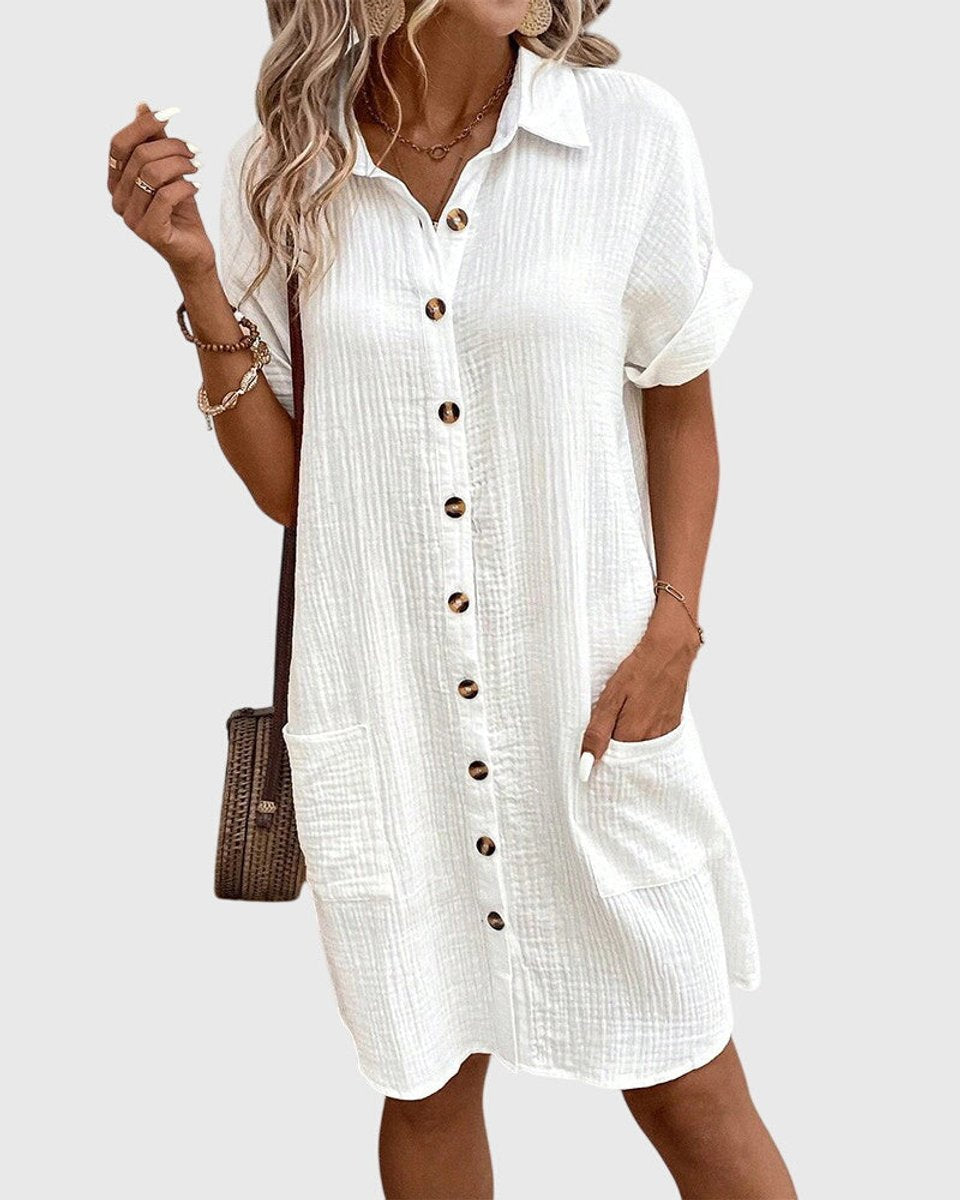Women's Relaxed-Fit Button-Down Fall Wedding Guest Dress Midi