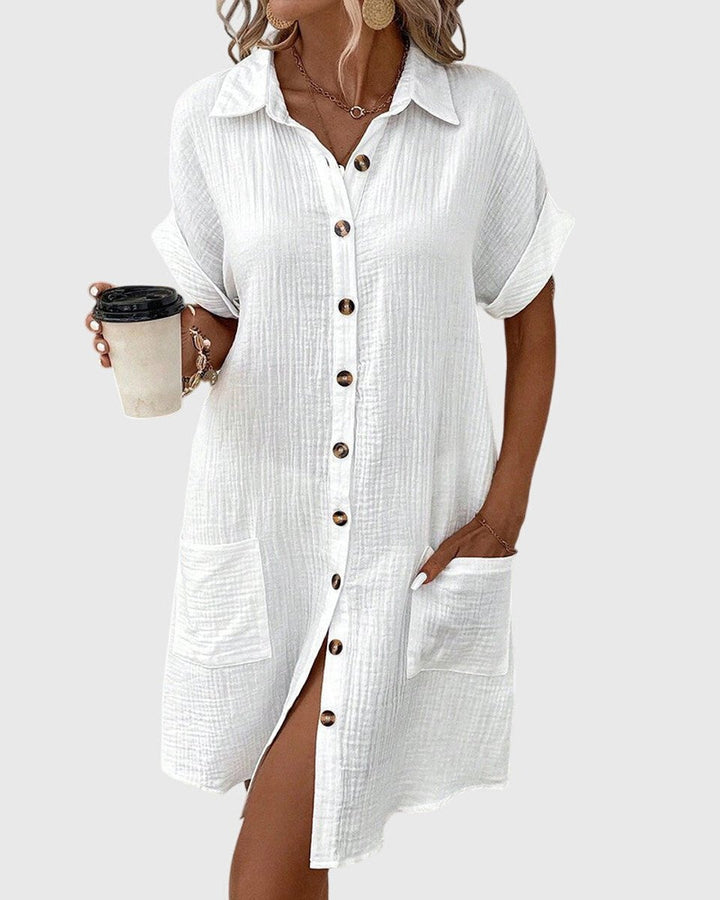 Women's Relaxed-Fit Button-Down Fall Wedding Guest Dress Midi